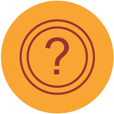 red question mark in two concentric circles on yellow background
